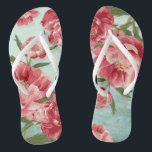 Pretty Retro Flower Bridesmaid Wedding Chintz Flip Flops<br><div class="desc">Matching Bridesmaid, Matron of Honor Bridal Party Flip Flops for an outdoor, garden or beach wedding. No hurting feet, and sets the mood for the entire wedding. Modern, pretty retro flower stylized peonies in bright fresh colors especially perfect for Spring or Summer weddings. This Wedding Invitation Set or Collection is...</div>