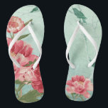 Pretty Retro Flower Bridesmaid Wedding Chintz Flip Flops<br><div class="desc">Matching Bridesmaid, Matron of Honor Bridal Party Flip Flops for an outdoor, garden or beach wedding. No hurting feet, and sets the mood for the entire wedding. Modern, pretty retro flower stylized peonies in bright fresh colors especially perfect for Spring or Summer weddings. This Wedding Invitation Set or Collection is...</div>