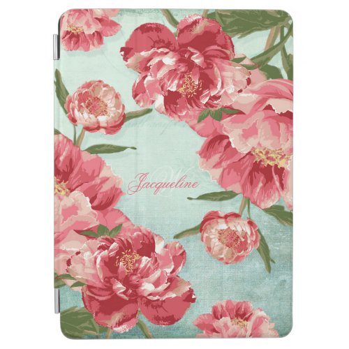 Pretty Retro Flower Chintz Peonies Personalized iPad Air Cover