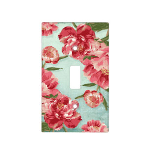 Pretty Retro Flower Chintz Peonies Personalized Light Switch Cover