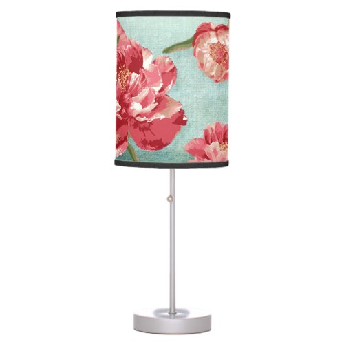 Pretty Retro Flower Chintz Peonies Personalized Table Lamp