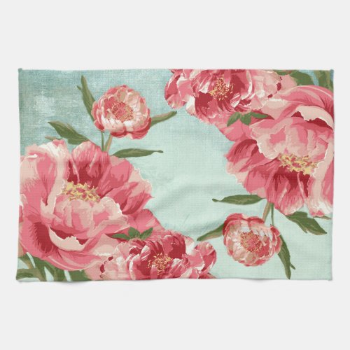 Pretty Retro Flower Chintz Peonies Personalized Towel