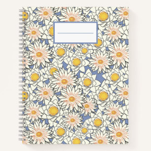 Pretty retro flowers l Elegant pattern l Blue Notebook