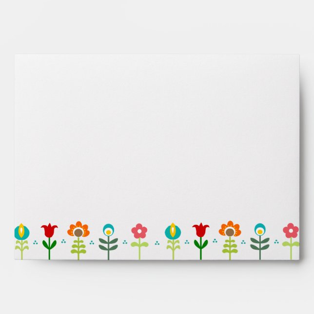 Pretty Retro folk flowers Envelope (Front)