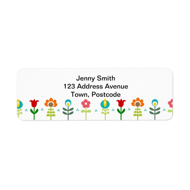 Pretty Retro folk flowers Label (Front)