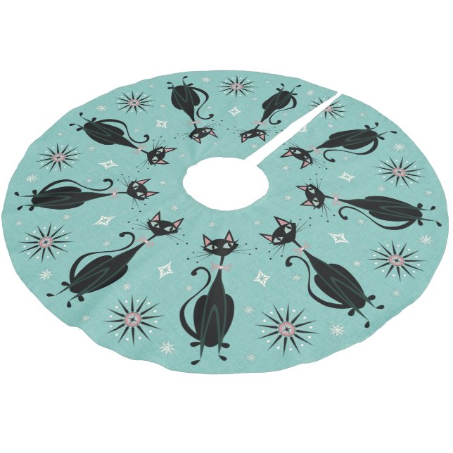 Pretty Retro Kitty Brushed Polyester Tree Skirt (Angled)