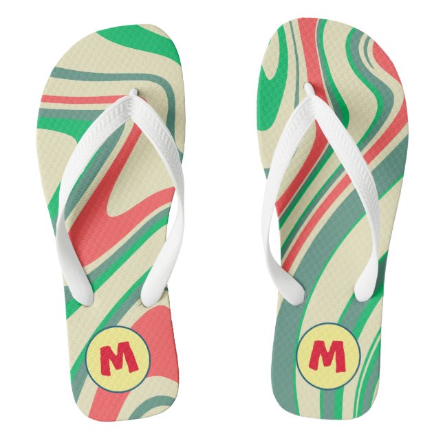 Pretty retro l monogram gift for summer l Marble Flip Flops (Footbed)
