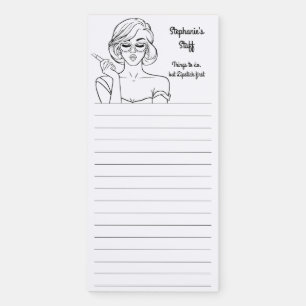 Pretty Retro Lipstick Girl To Do List Magnetic Notepad