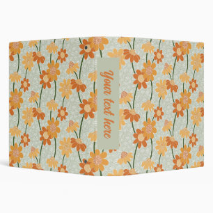 Pretty retro muted 1970s flowers 3 ring binder