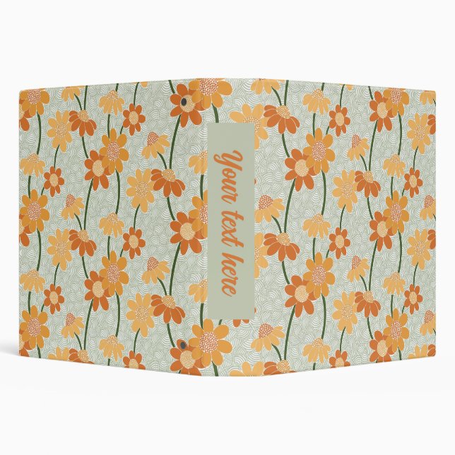 Pretty retro muted 1970s flowers 3 ring binder (Background)