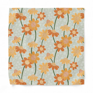Pretty retro muted 1970s flowers bandana