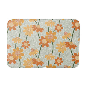 Pretty retro muted 1970s flowers bath mat