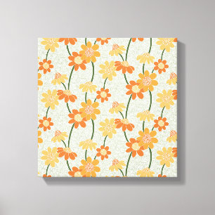 Pretty retro muted 1970s flowers canvas print