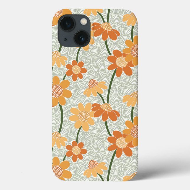 Pretty retro muted 1970s flowers Case-Mate iPhone case (Back)