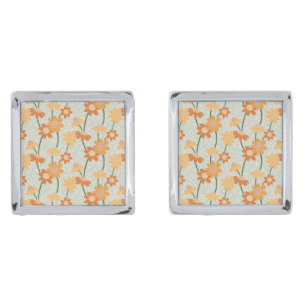 Pretty retro muted 1970s flowers cufflinks