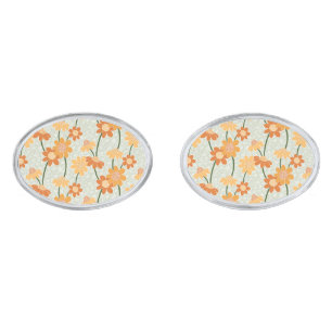 Pretty retro muted 1970s flowers cufflinks