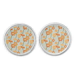 Pretty retro muted 1970s flowers cufflinks