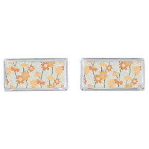Pretty retro muted 1970s flowers cufflinks
