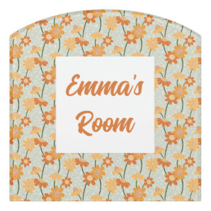 Pretty retro muted 1970s Flowers Door Sign