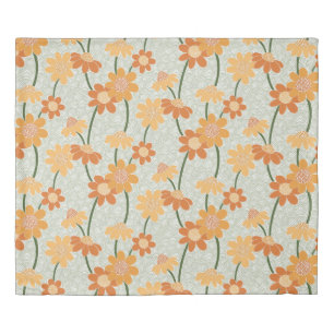 Pretty retro muted 1970s flowers duvet cover