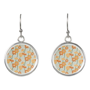 Pretty retro muted 1970s flowers earrings