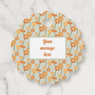 Pretty retro muted 1970s flowers favor tags