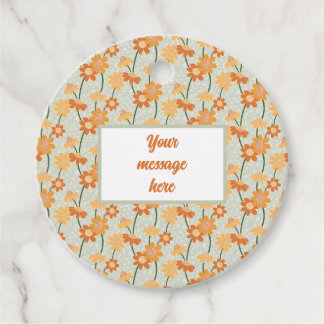 Pretty retro muted 1970s flowers favor tags