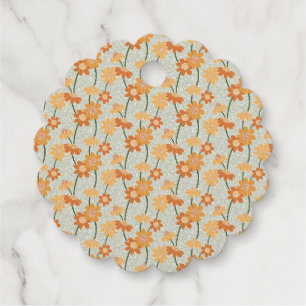 Pretty retro muted 1970s flowers foil favor tags