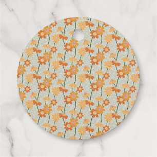 Pretty retro muted 1970s flowers foil favor tags