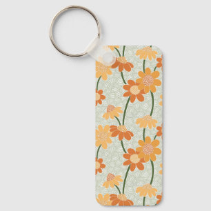 Pretty retro muted 1970s flowers keychain
