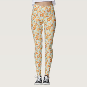 Pretty retro muted 1970s flowers leggings