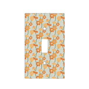 Pretty retro muted 1970s Flowers Light Switch Cover