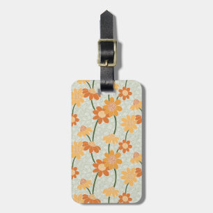 Pretty retro muted 1970s flowers luggage tag