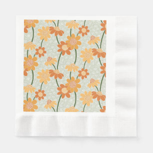 Pretty retro muted 1970s flowers napkins