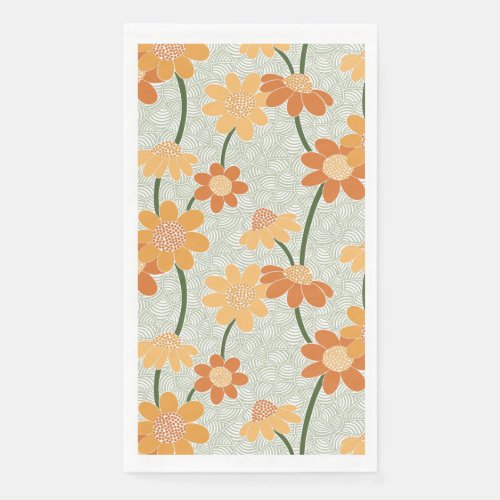 Pretty retro muted 1970s flowers paper guest towels