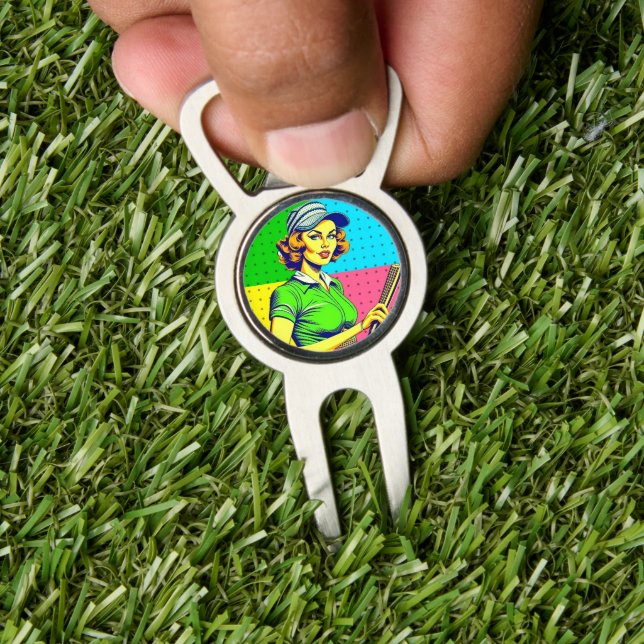 Pretty Retro Pinup Lady Pop Art  Divot Tool (Insitu 1)