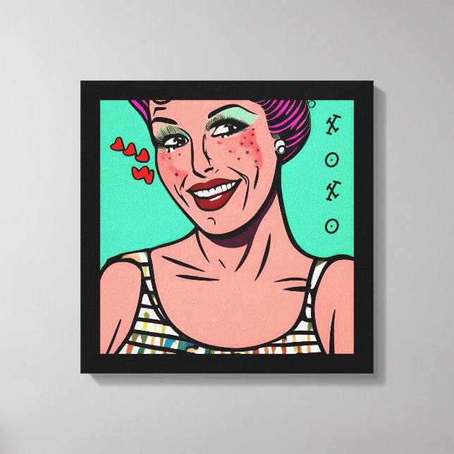 Pretty Retro Pop Art XOXO Canvas Print (Front)