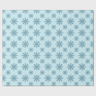 Pretty retro snowflake pattern blues watercolor wrapping paper