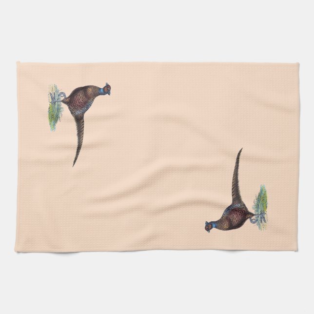 Pretty Ring Neck Pheasant Kitchen Towel (Horizontal)