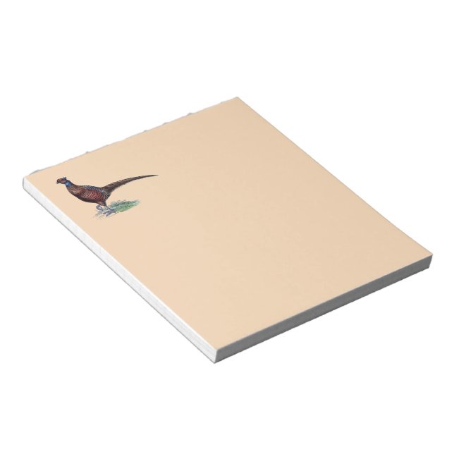 Pretty Ring Neck Pheasant Tan Notepad (Angled)