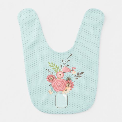 Pretty Robins Egg Blue with Flowers Baby Bib