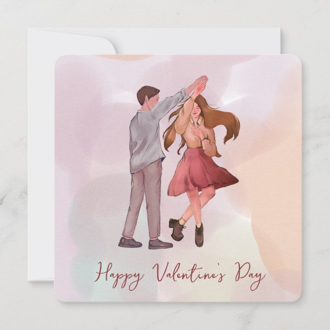 Pretty Romance Dancing Couple Valentine’s Day Card (Front)