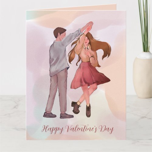 Pretty Romance Dancing Couple Valentines Day Card