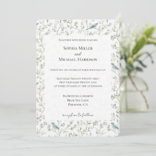 Pretty Romantic Blue Birds Dream Wedding Invitation
