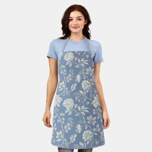 Pretty Romantic Blue Cream Flowers   Apron