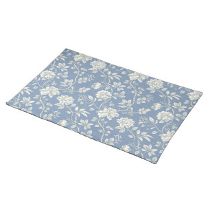 Pretty Romantic Blue Cream Flowers Cloth Placemat