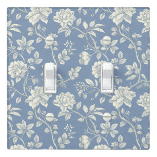 Pretty Romantic Blue Cream Flowers   Light Switch Cover