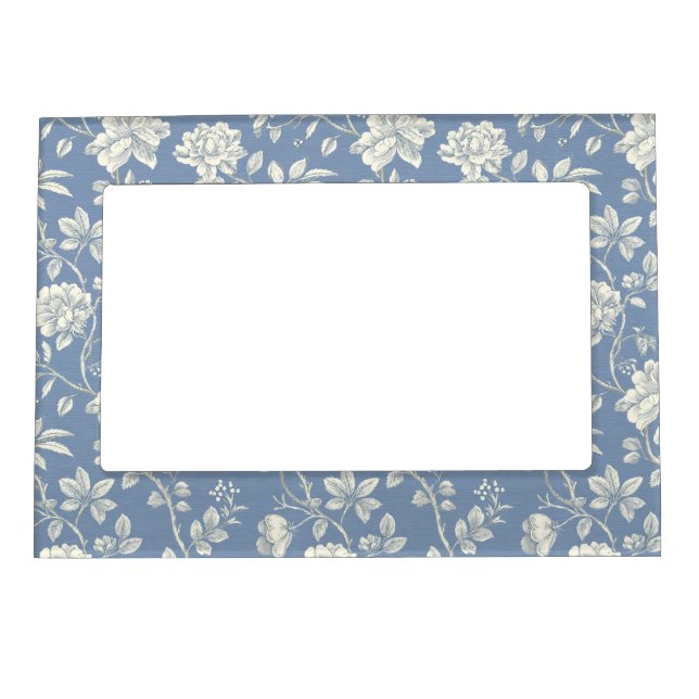 Pretty Romantic Blue Cream Flowers   Magnetic Frame (Front)