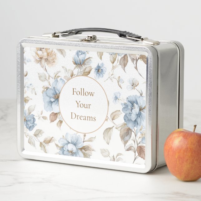 Pretty Romantic Blue Flowers   Metal Lunch Box (In Situ)