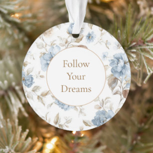 Pretty Romantic Blue Flowers Ornament